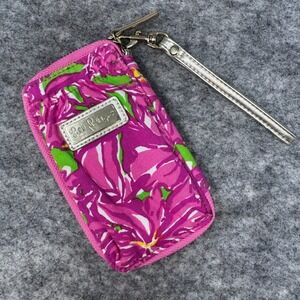 Lilly Pulitzer Wristlet Pink Blue Green Wallet Zip Around Palm
